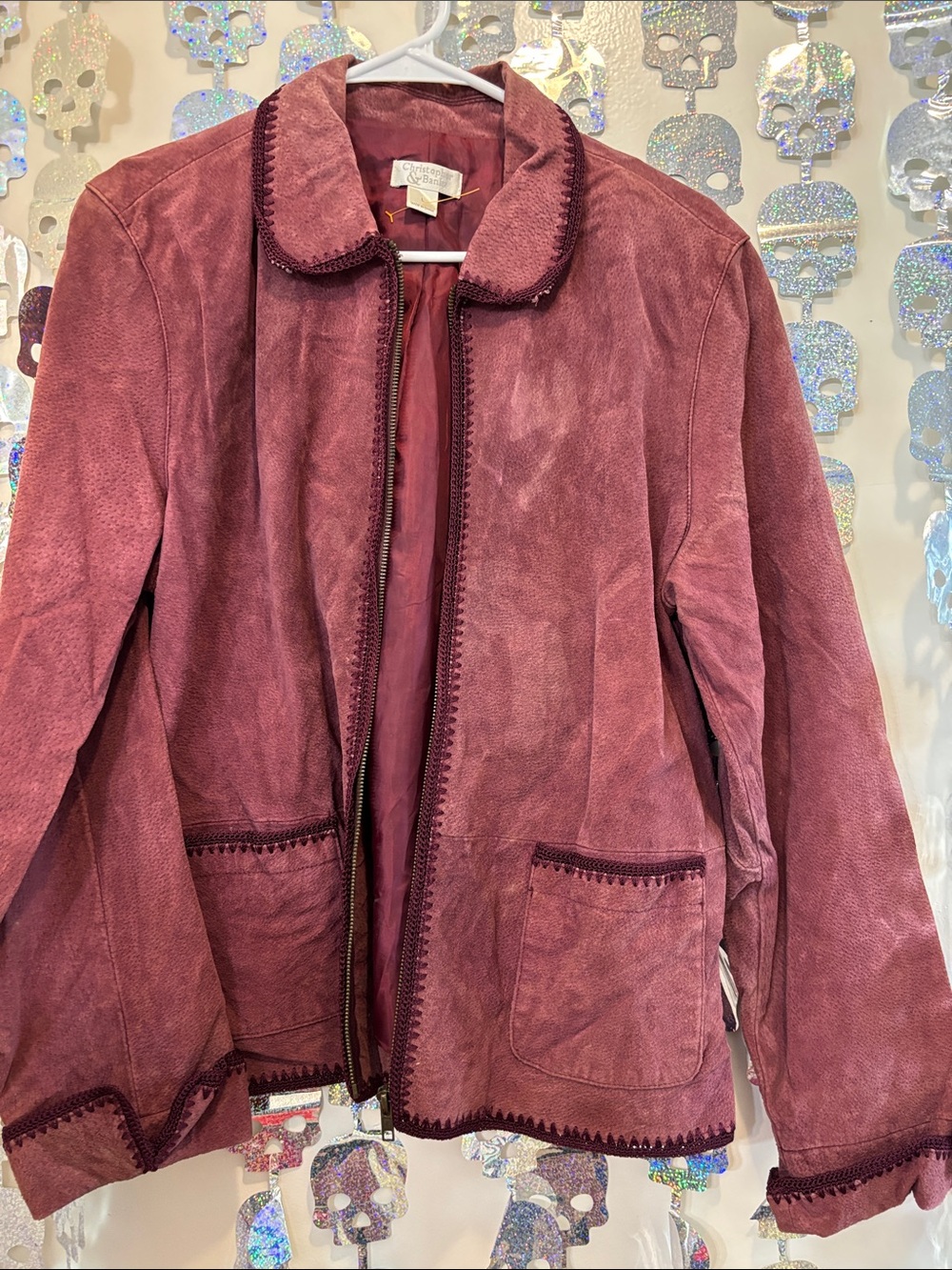 Christopher & Banks Rose Suede Zip Jacket